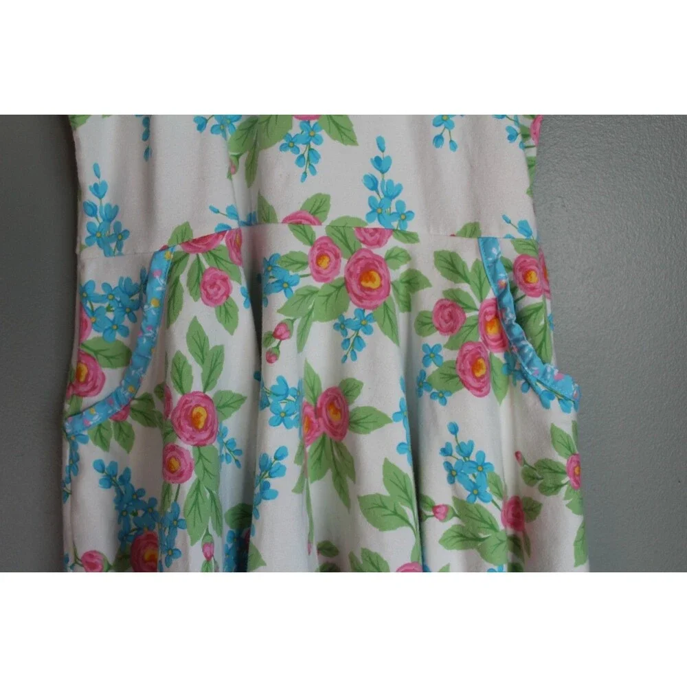 Eleanor Rose White Blue Floral Dress Girls Size 8-10 Spring Easter